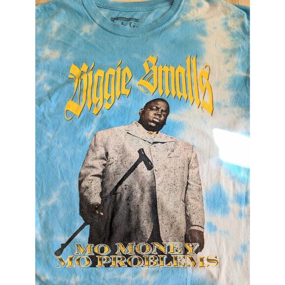Notorious BIG Mens Tie Dye Tee TShirt Sz M Blue Retro 90s Hip Hop Biggie Smalls - Picture 2 of 5